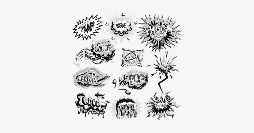 Vector Set Of Monochrome Comics Icons, Comic, Cartoon, - Vector Graphics, transparent png download