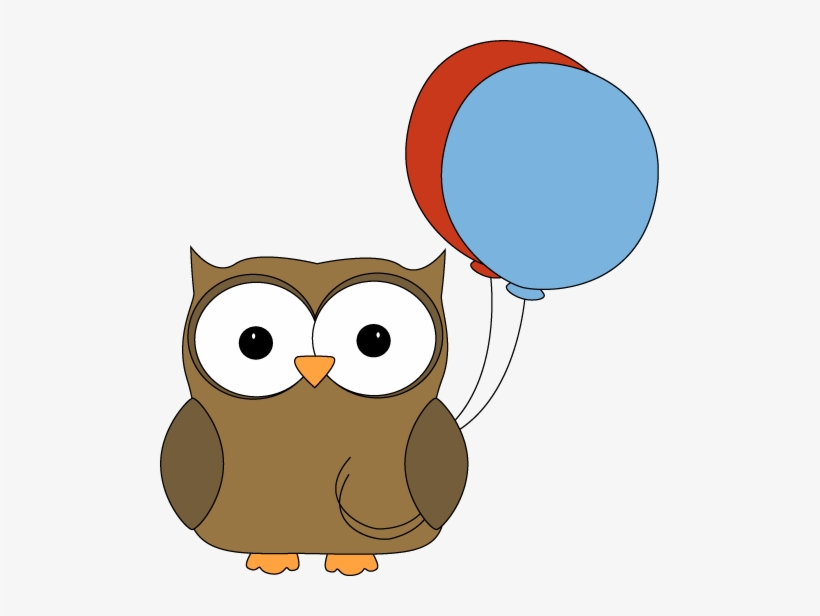 Brown Owl With Balloons - Animals With Balloons Clipart, transparent png download