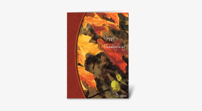 Golden Fall Leaves Thanksgiving Card Greeting Card - Watercolor Leaf's-blank Card, transparent png download