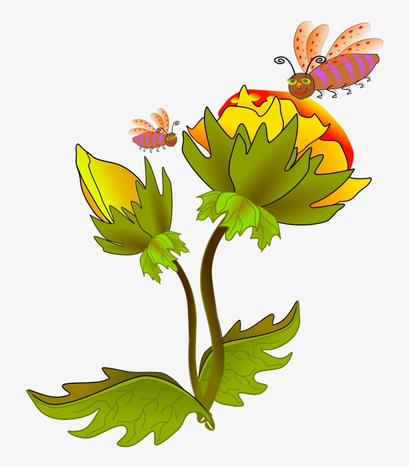 Jpg Black And White Stock And Clip Art At - Bees On A Flower Clipart, transparent png download