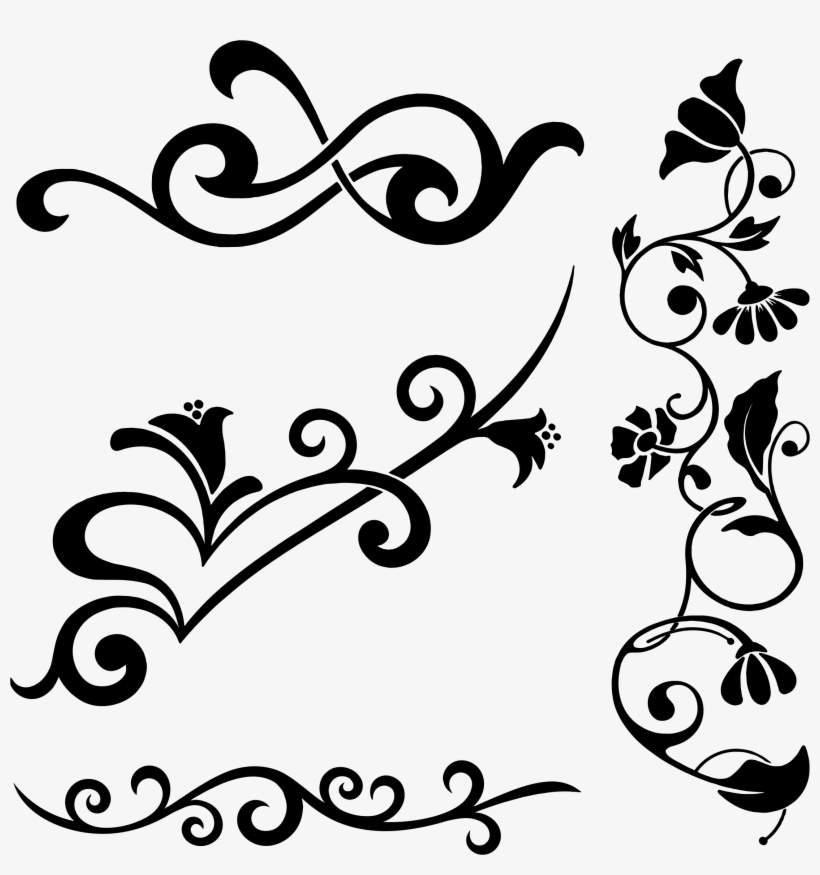 Floral Flourish Elements Icons Png - Floral Design Elements Png, transparent png download