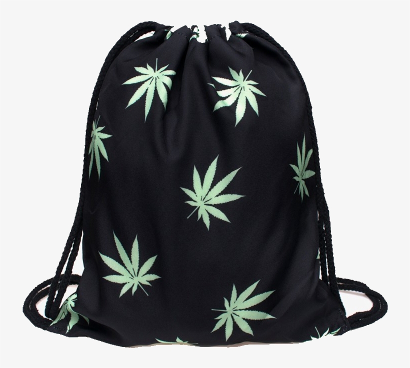 "weed Spirit" Drawstring Bag - Black And White Weed Leaf, transparent png download