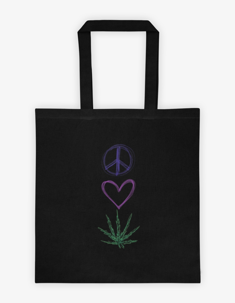 Peace, Love, Weed/cbd/hemp Tote Bag - Tote Bag, transparent png download