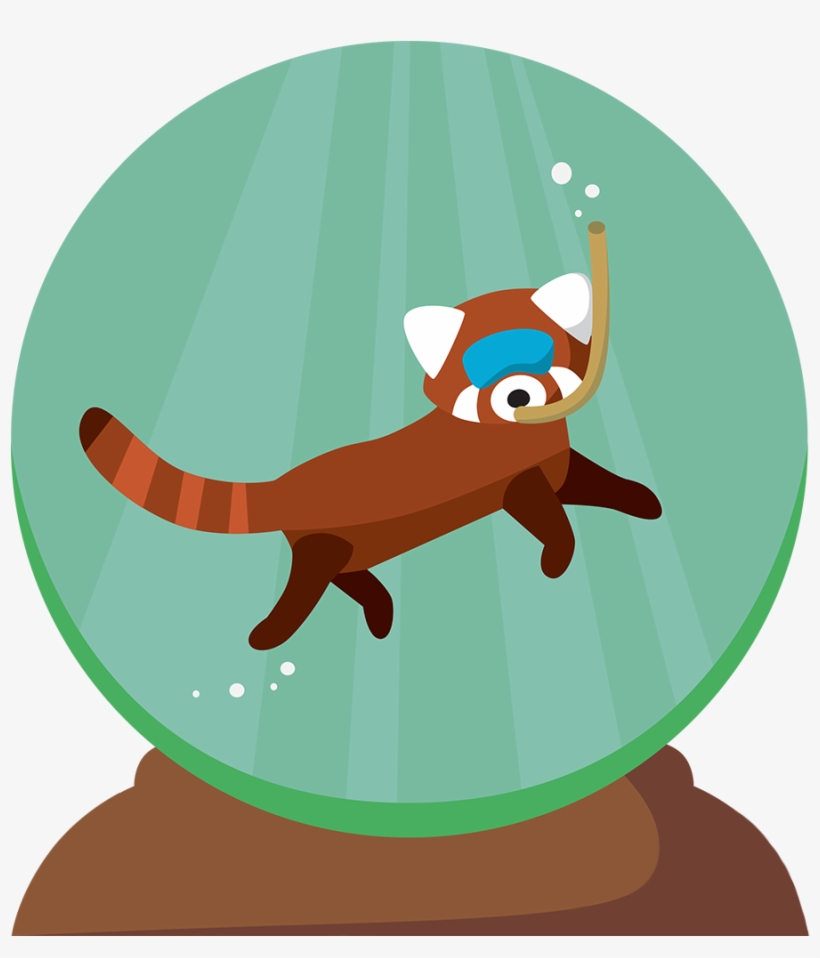 A Digital Work Of A Red Panda In A Snow Globe - Cartoon, transparent png download