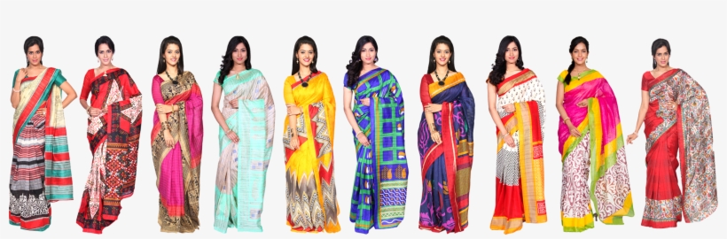 Assorted 5 Bhagalpuri Saree Collections - Sari, transparent png download