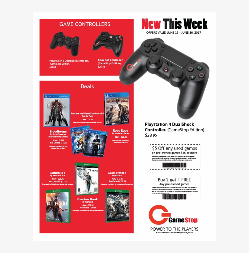 Gamestop Flyer - Game Controller, transparent png download