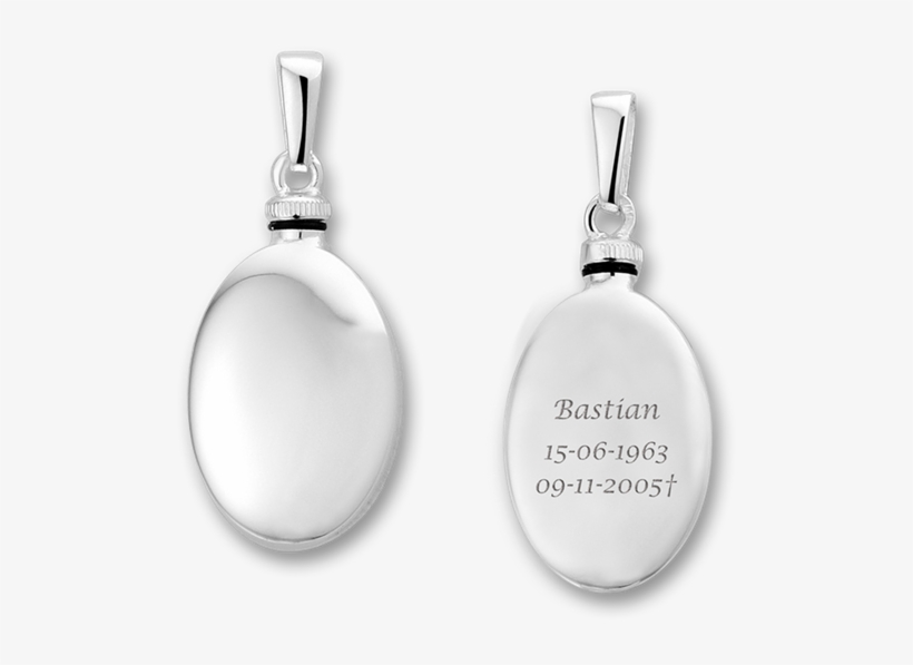 Silver Oval Ash Pendant With Engraving - Locket, transparent png download
