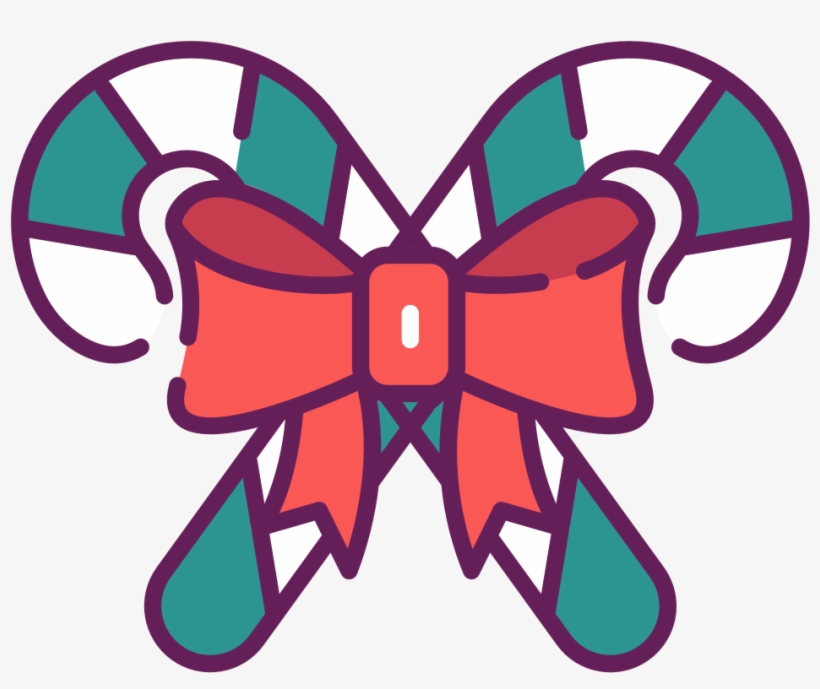 Candy Canes With Red Bow Clip Art - Illustration, transparent png download