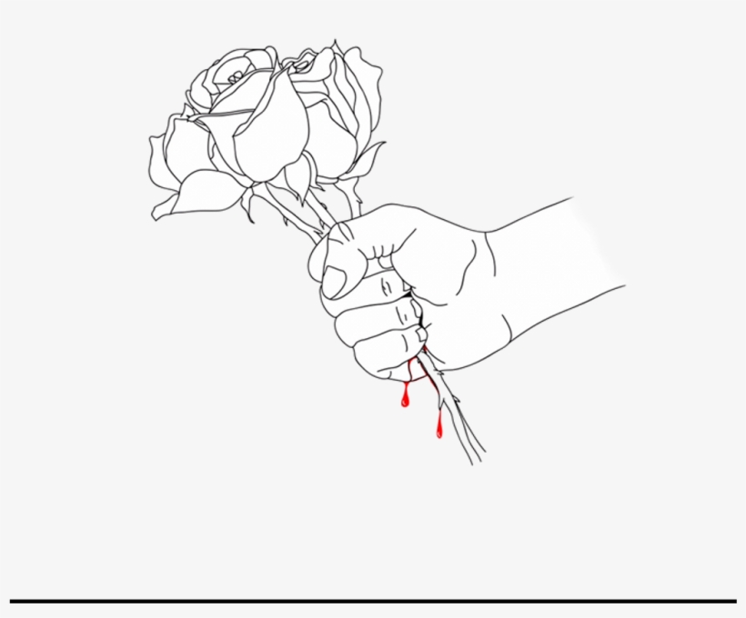 #roses #flower #hand #blackandwhite #blood - Illustration, transparent png download