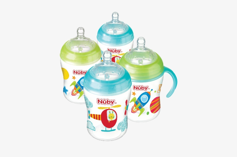 Nuby Natural Touch Bluegreen 9oz - Nuby Natural Touch Baby Bottles 4 Pack, transparent png download