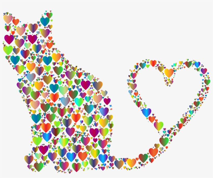 Heart Clipart Silhouette - Imagem De Gato Com Coração, transparent png download
