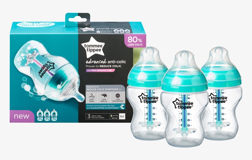 Tommee Tippee 3 Anti-colic Bottles - Tommee Tippee Bottles Anti Colic Newborn, transparent png download