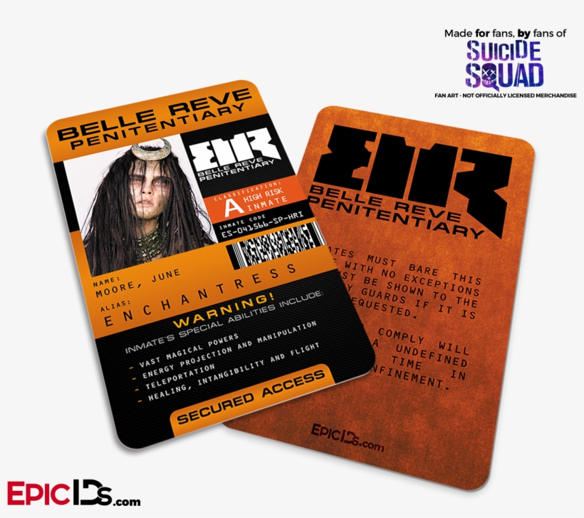 Belle Reve Penitentiary 'suicide Squad' Inmate Id Card - Harley Quinn Card, transparent png download