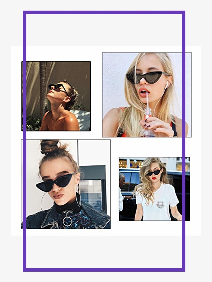 Livhã² Retro Vintage Narrow Cat Eye Sunglasses For - Girl, transparent png download