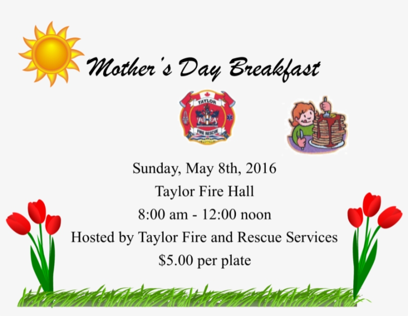 Mother's Day Breakfast At Taylor Firehall - Food Menu Borders, transparent png download