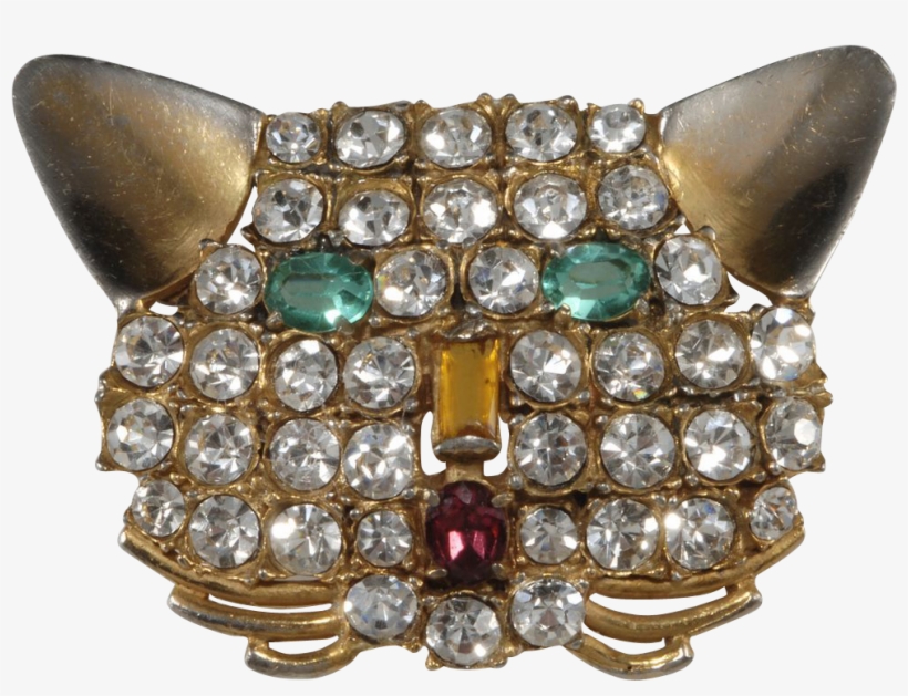 Blumenthal Rhinestone Cat Head Brooch Pin From Chicantiques - Ring, transparent png download