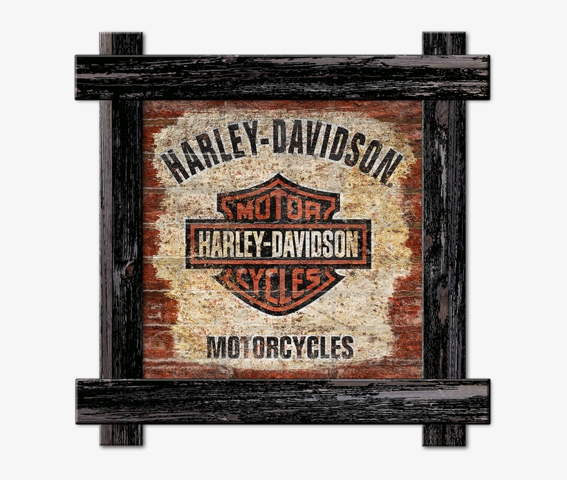 Brick Textured Harley-davidson Logo Sign With Frame - Harley Davidson, transparent png download