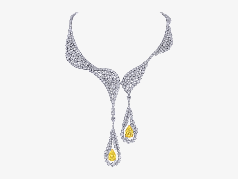 Fancy Yellow Pear Shaped Diamond Necklace - Necklace, transparent png download