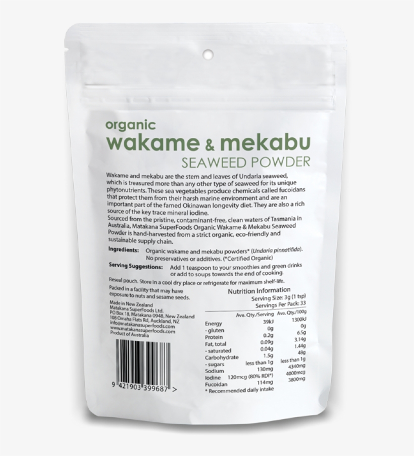 Organic Wakame & Mekabu Seaweed Powder 100g - Japanese Beetle, transparent png download