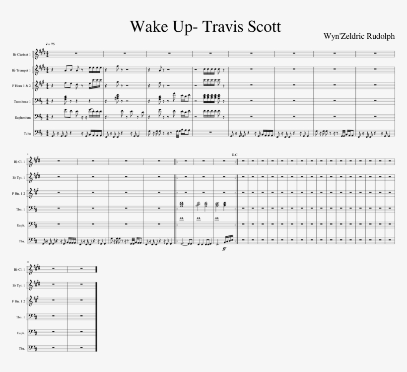 Wake Up- Travis Scott - Travis Scot Wake Up Sheet Music, transparent png download