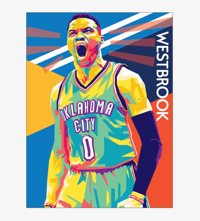 Russell Westbrook Pop Art Poster - Russell Westbrook Basketball Art, transparent png download