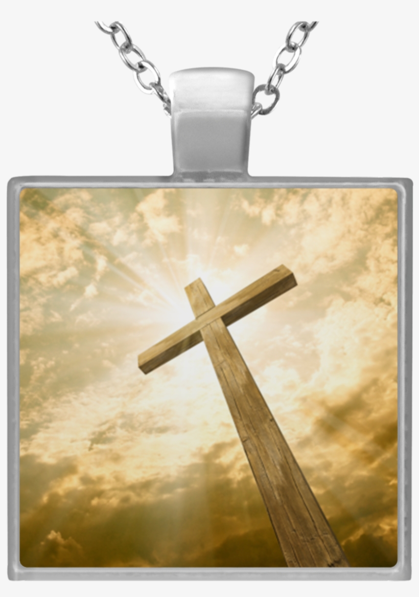 Wooden Cross With Sunburst Un4684 Square Necklace - Existence Of Higher Being, transparent png download
