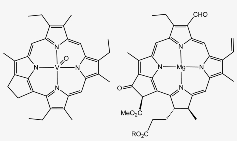 Vanadium Porphyrin In Petroleum And Chlorophyll A (right) - Petrolio Formula Chimica, transparent png download