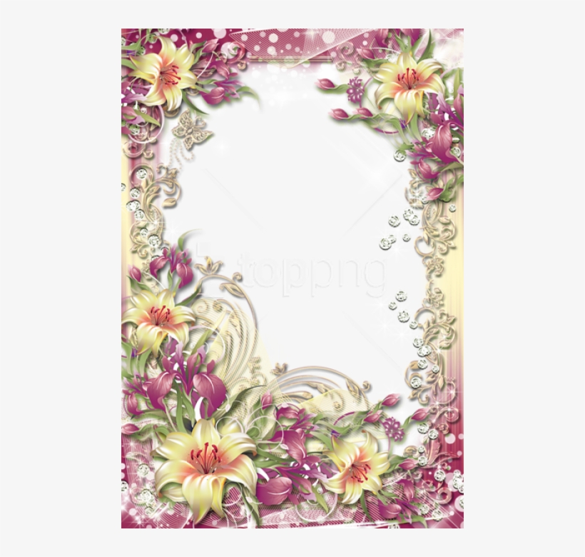 Free Png Photo Frame With Yellow Flowers Png Images - Flower Frame Border Png Transparent, transparent png download