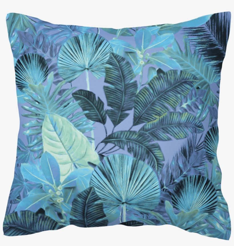 Tropical Leaf Aqua - Cushion, transparent png download