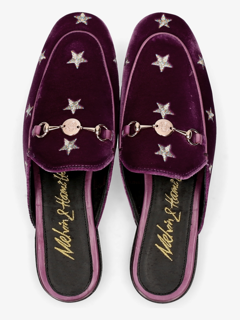 Mules Scarlett 10 Velluto Viola Embroidery Stars - Slip-on Shoe, transparent png download