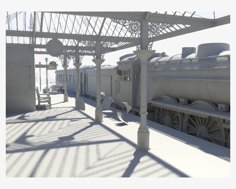 Old 1930's Train Station And Train - Train Station, transparent png download