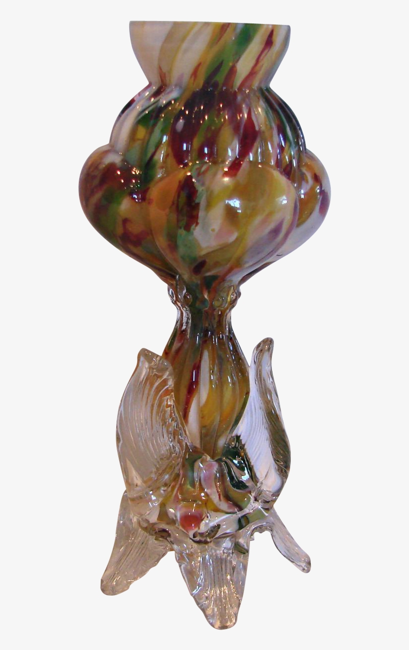 Bohemian Czech Small Spatter Glass Vase Applied Clear - Figurine, transparent png download