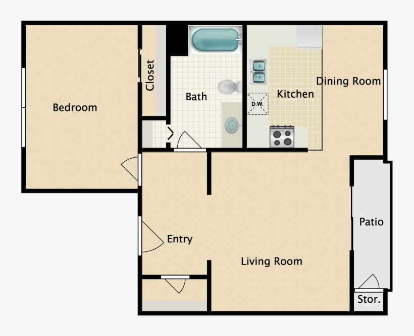 One Bedroom B - Floor Plan, transparent png download