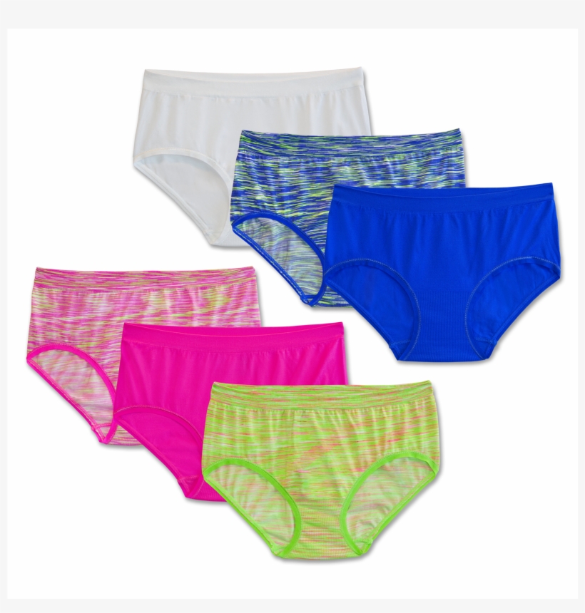 Girls' 6 Pack Seamless Brief Assorted - Girls Underwear Briefs Fruit Of The Loom, transparent png download