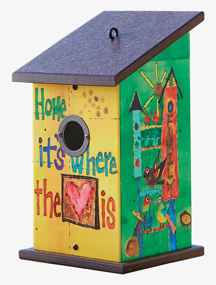 Where The Heart Is Birdhouse Painted Peace - Plywood, transparent png download