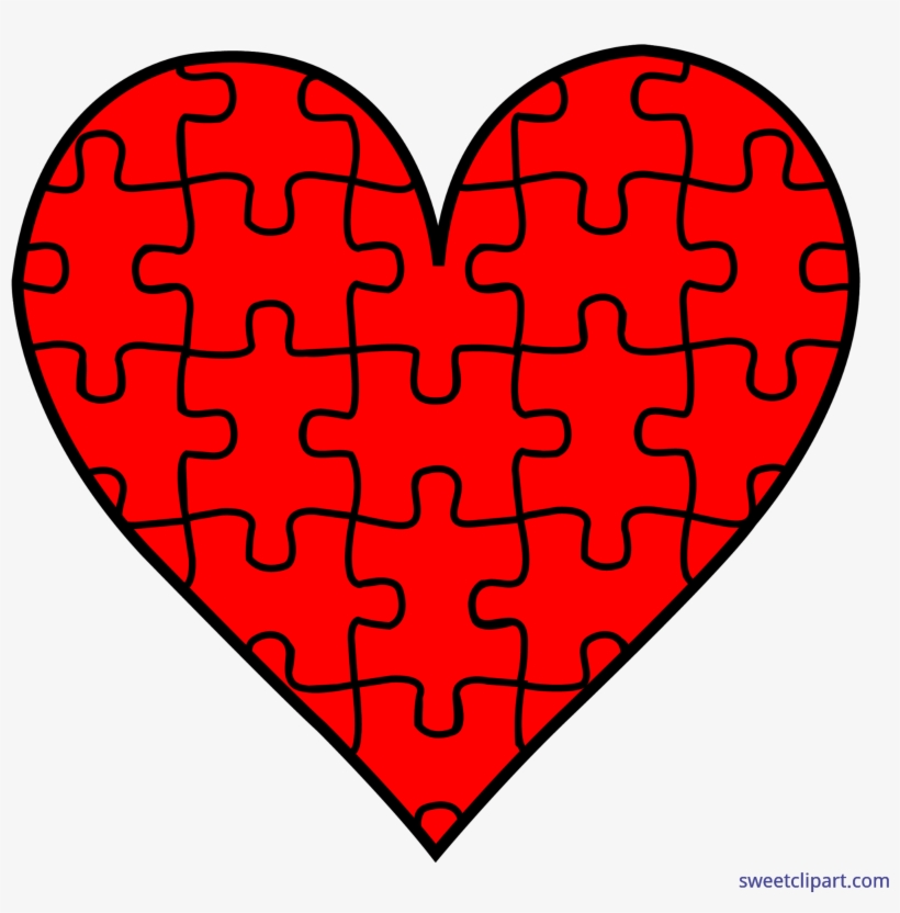 Valentines Symbols Puzzle Heart Clip Art - Heart With Puzzle Pieces, transparent png download