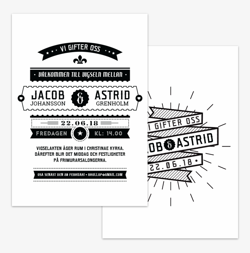 Retro Vintage Inbjudningskort Till Bröllop - Illustration, transparent png download