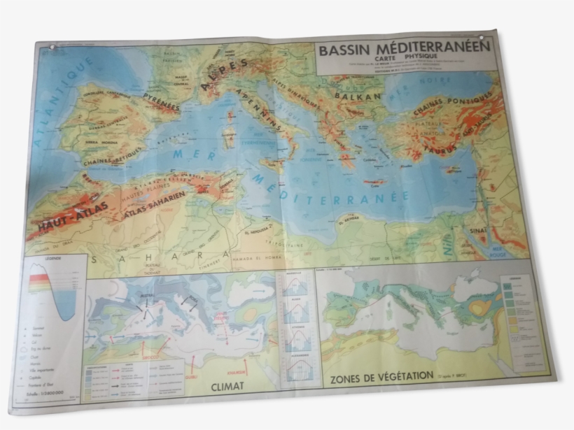 Map Mural School Geography Basin Mediterranean Middle - Atlas, transparent png download