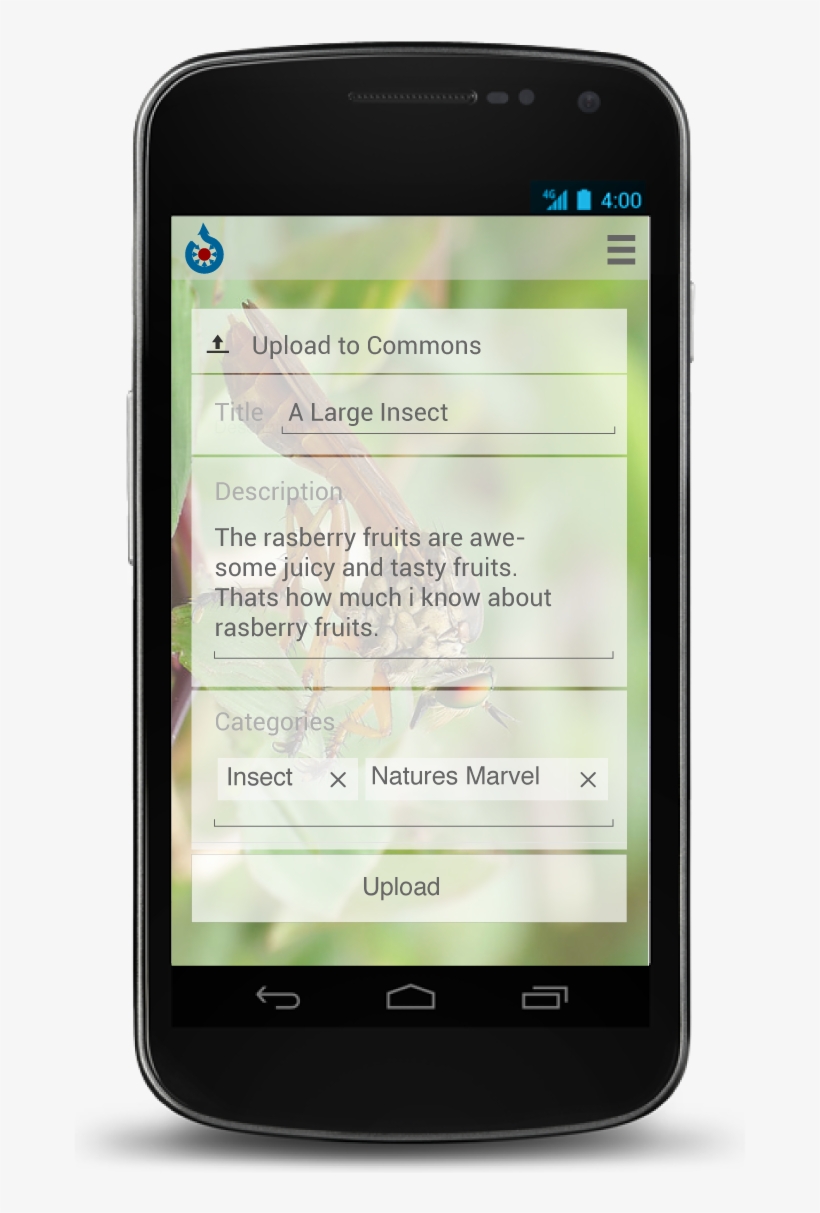 Commons App Upload Screen - Mobile Device, transparent png download