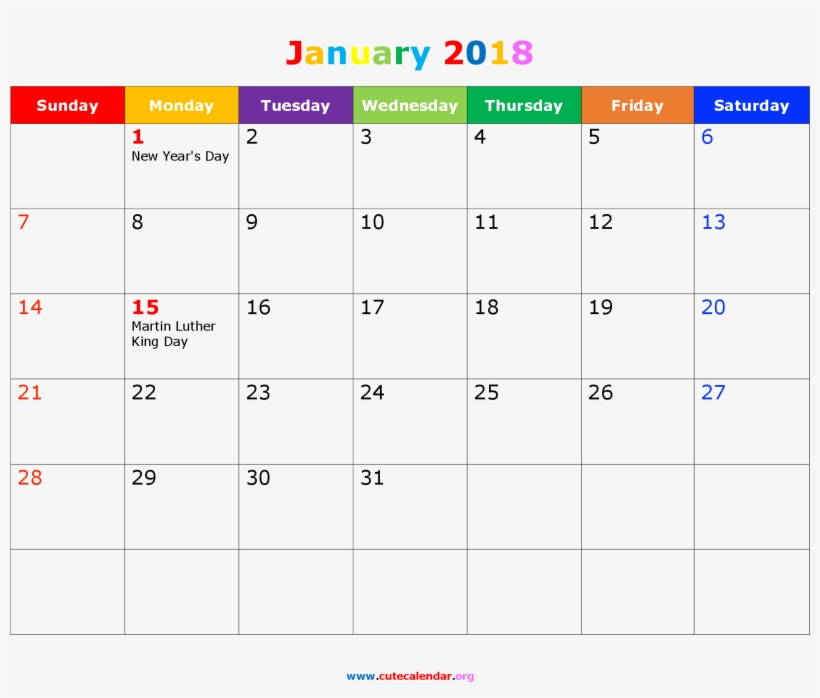 2200 X 1700 5 - January 2018 Calendar Mlk, transparent png download