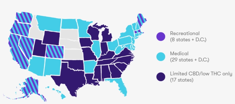 Marijuana And The Law - Us States Population Map 2018, transparent png download