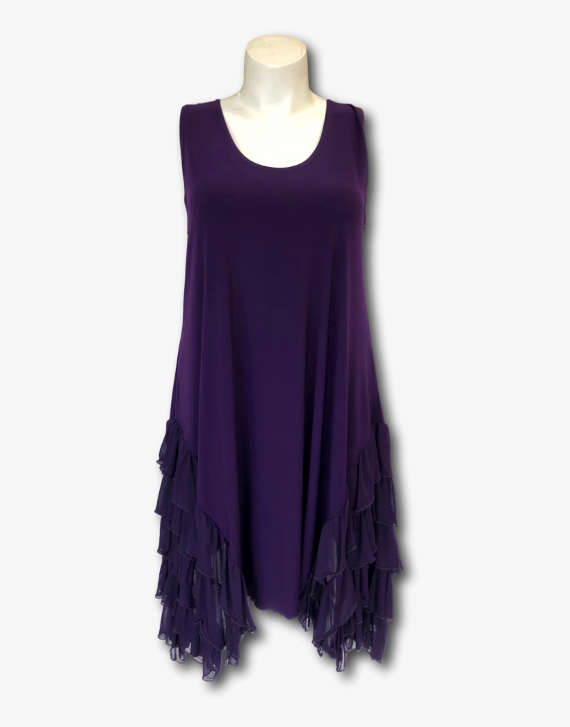 Midi Length Ruffled Side Sleeveless Tank Dress In Purple - Day Dress, transparent png download