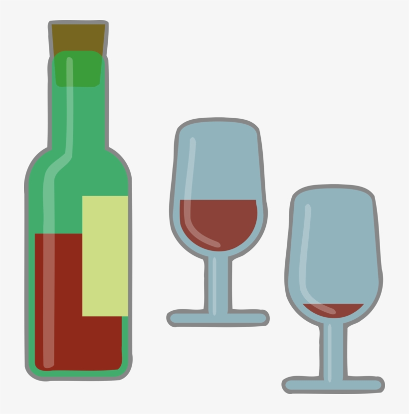 Wine Glass Red Wine Alcoholic Drink - Glass Bottle, transparent png download