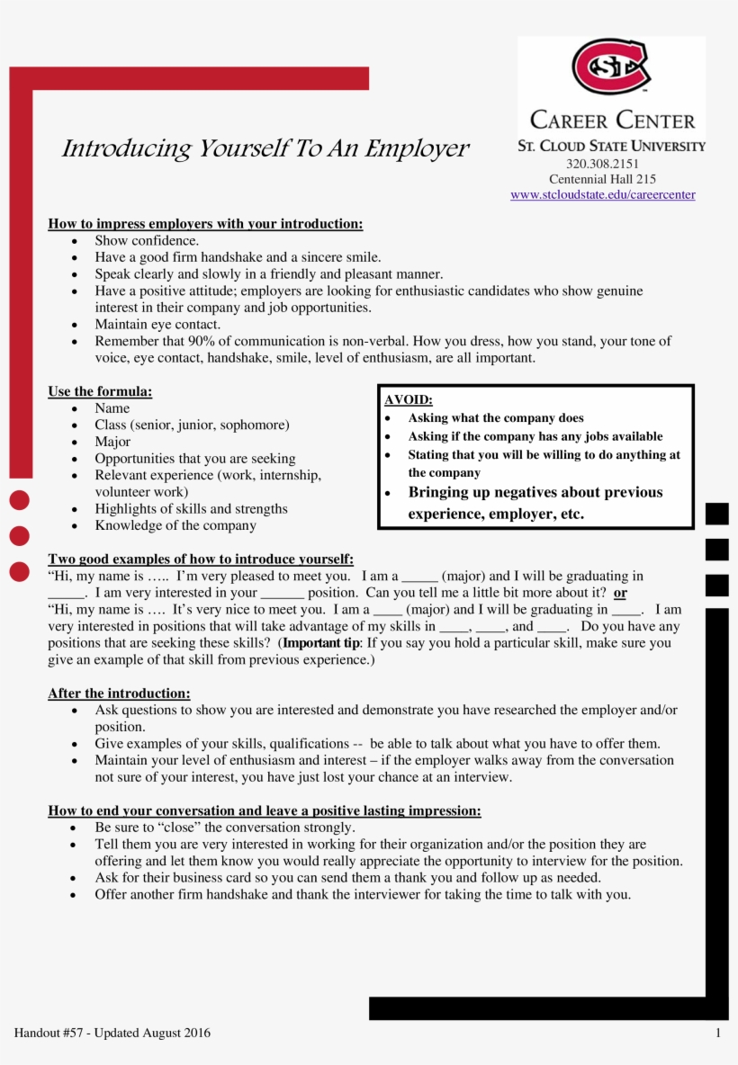 Free Introduction Letter To Employer At Zoom - St. Cloud State University, transparent png download