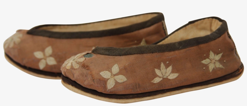 Antique Silk & Embroided Chinese Bound Shoe Slippers - Ballet Flat, transparent png download
