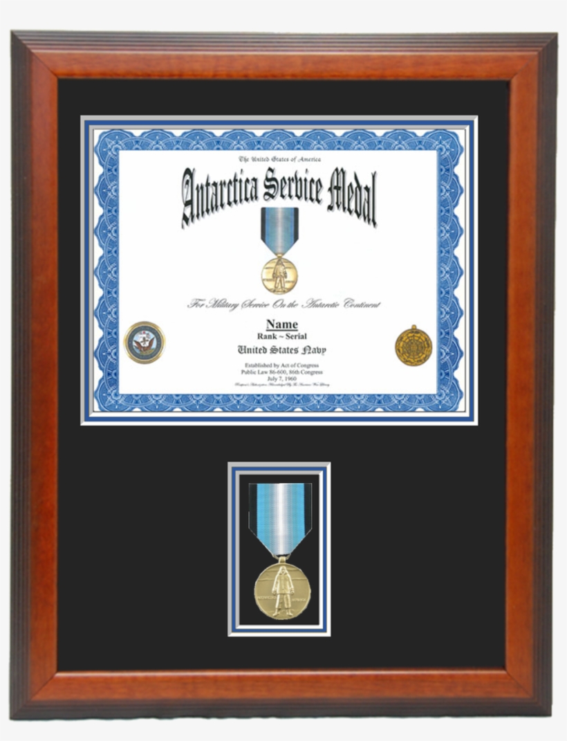 Antarctica Service Certificate Frame Bronze Star Medal Frame PNG