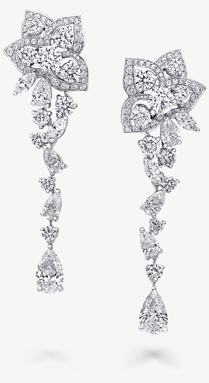 Graff Peony Flower Multi-shape Diamond Drop Earrings - Sketch, transparent png download