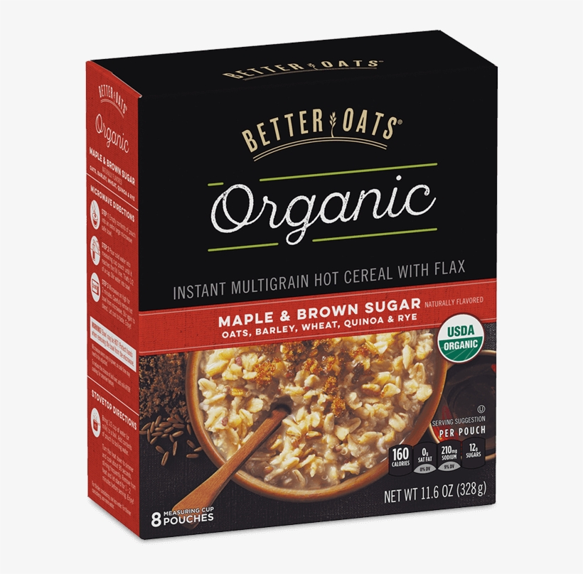 Better Oats Organic Maple & Brown Sugar Instant Oatmeal - Bare Oatmeal, transparent png download