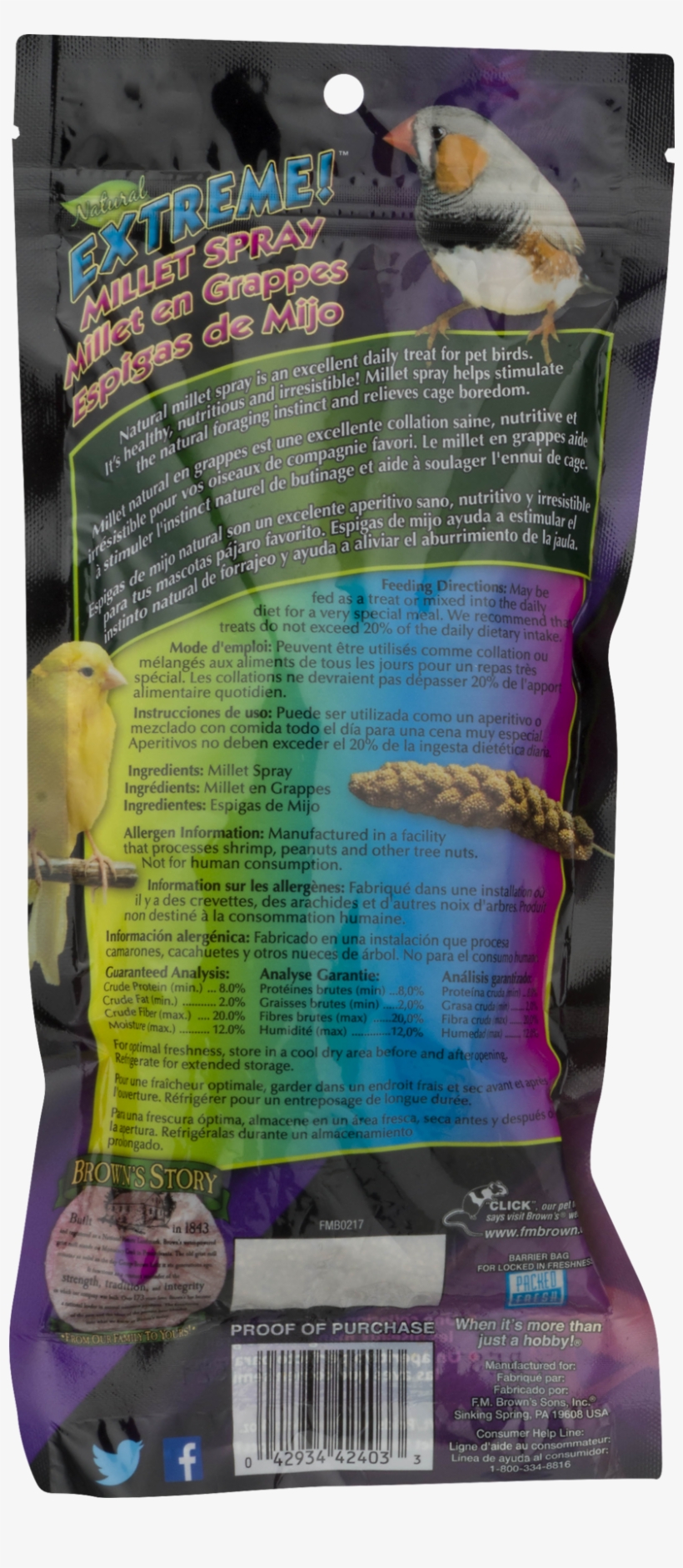 Brown's Extreme Millet Spray Bird Treat, 1 Count - Seahorse, transparent png download