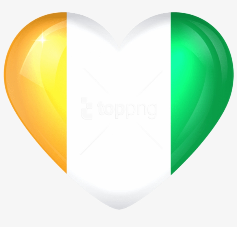 Free Png Download Cote D'ivoire Large Heart Flag Clipart - Heart, transparent png download